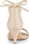Faux Suede Lace Up Kitten Heel Sandals