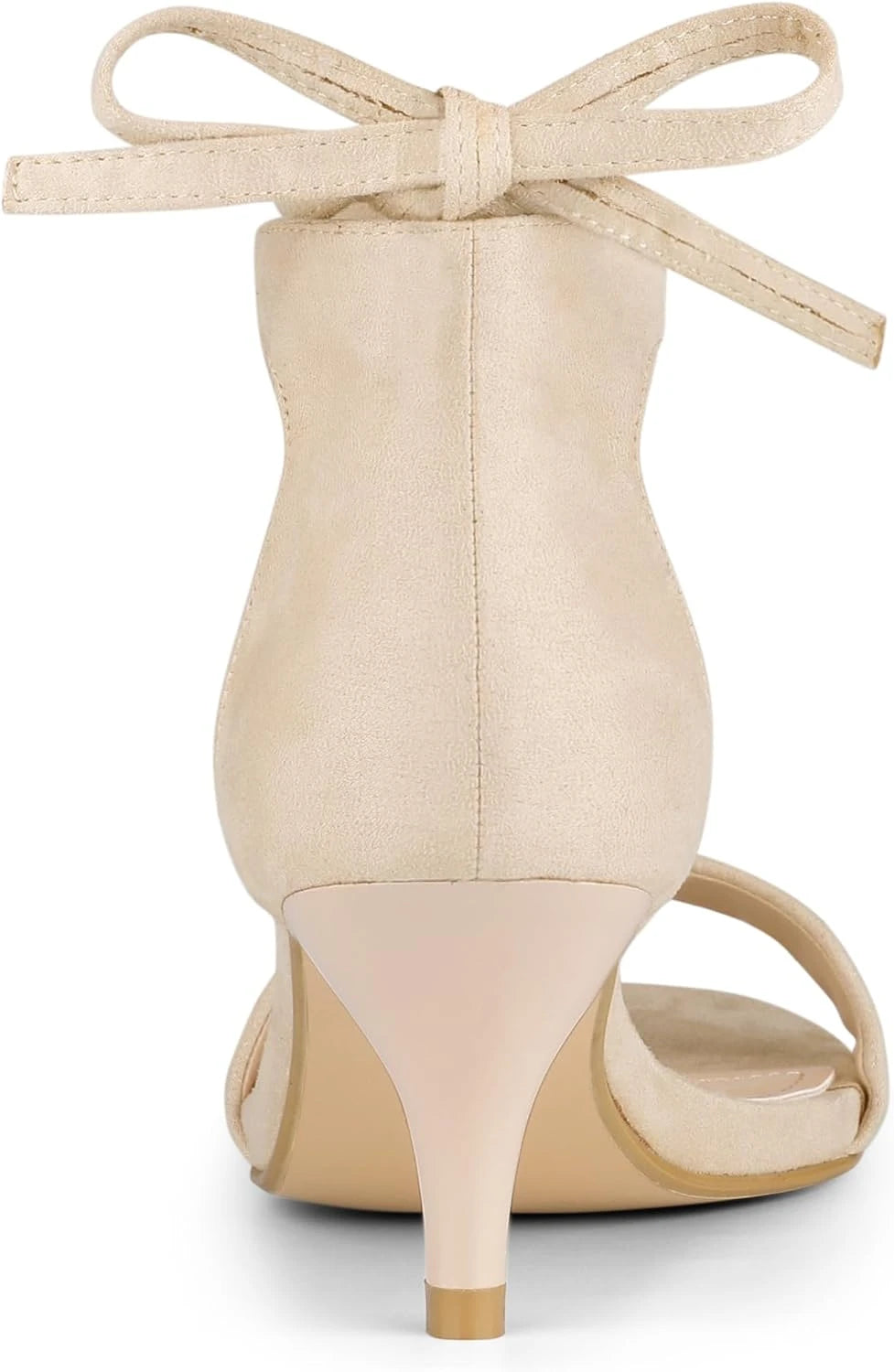 Faux Suede Lace Up Kitten Heel Sandals