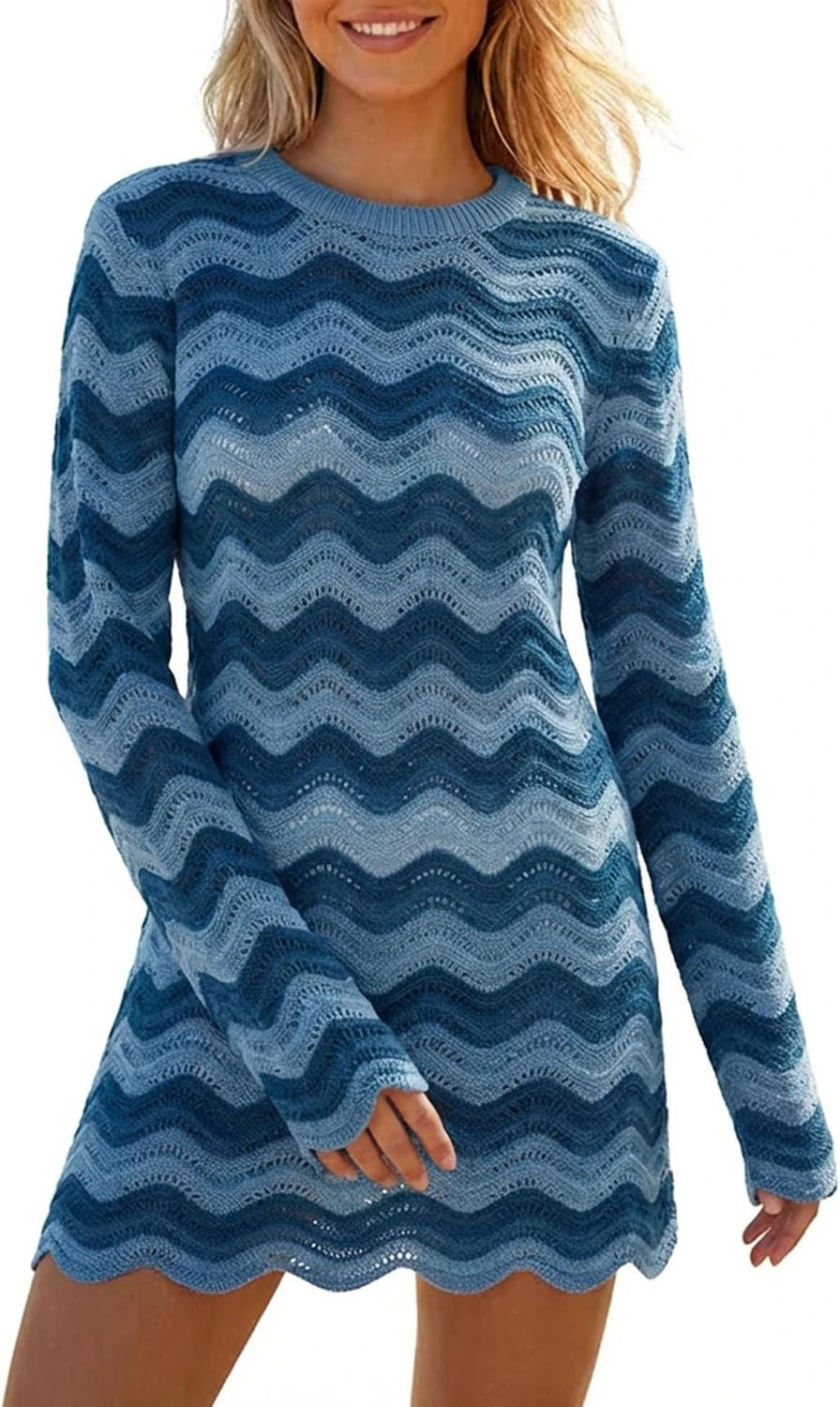 Colorful Striped Crochet Beach Dress