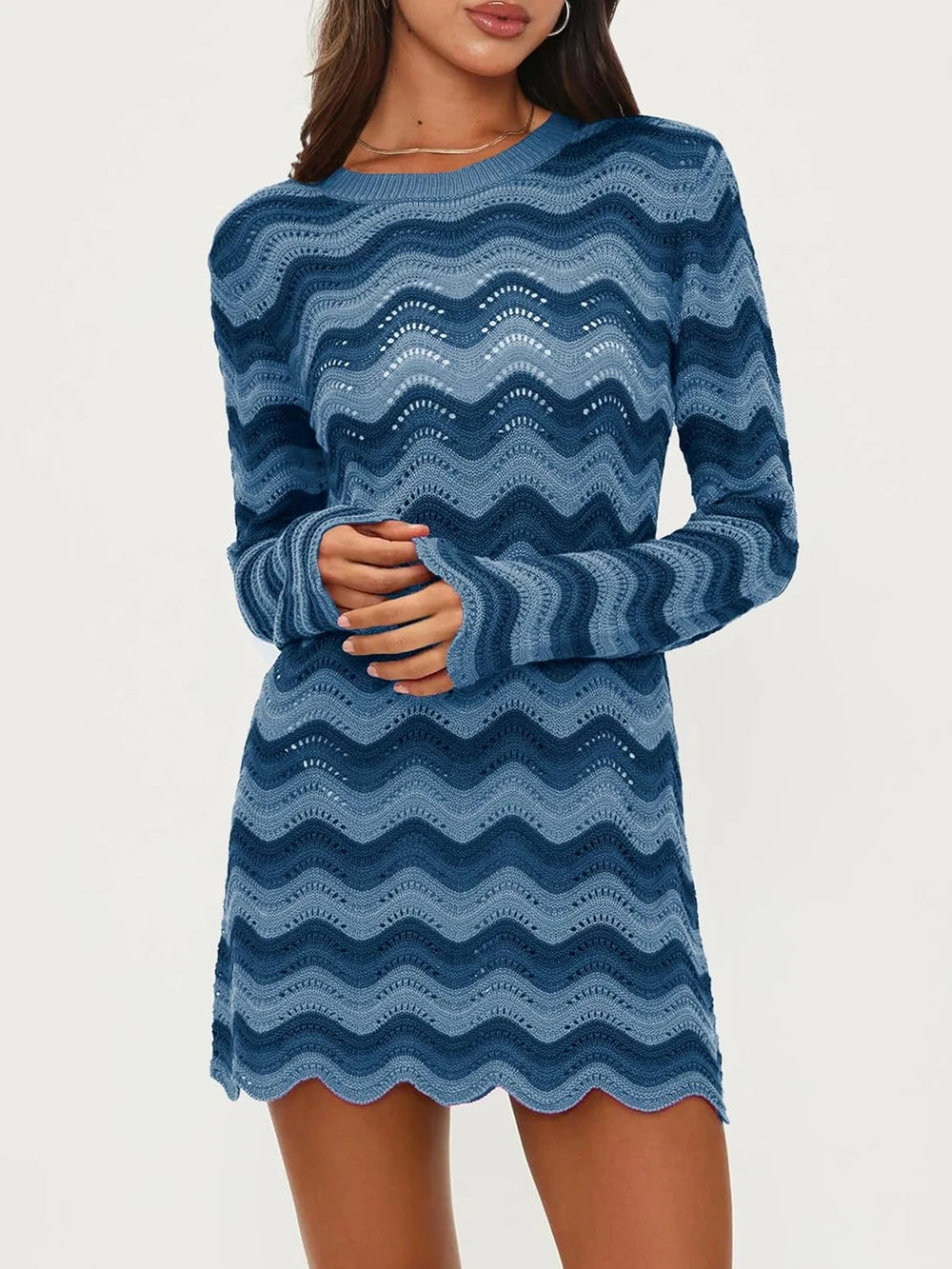 Colorful Striped Crochet Beach Dress