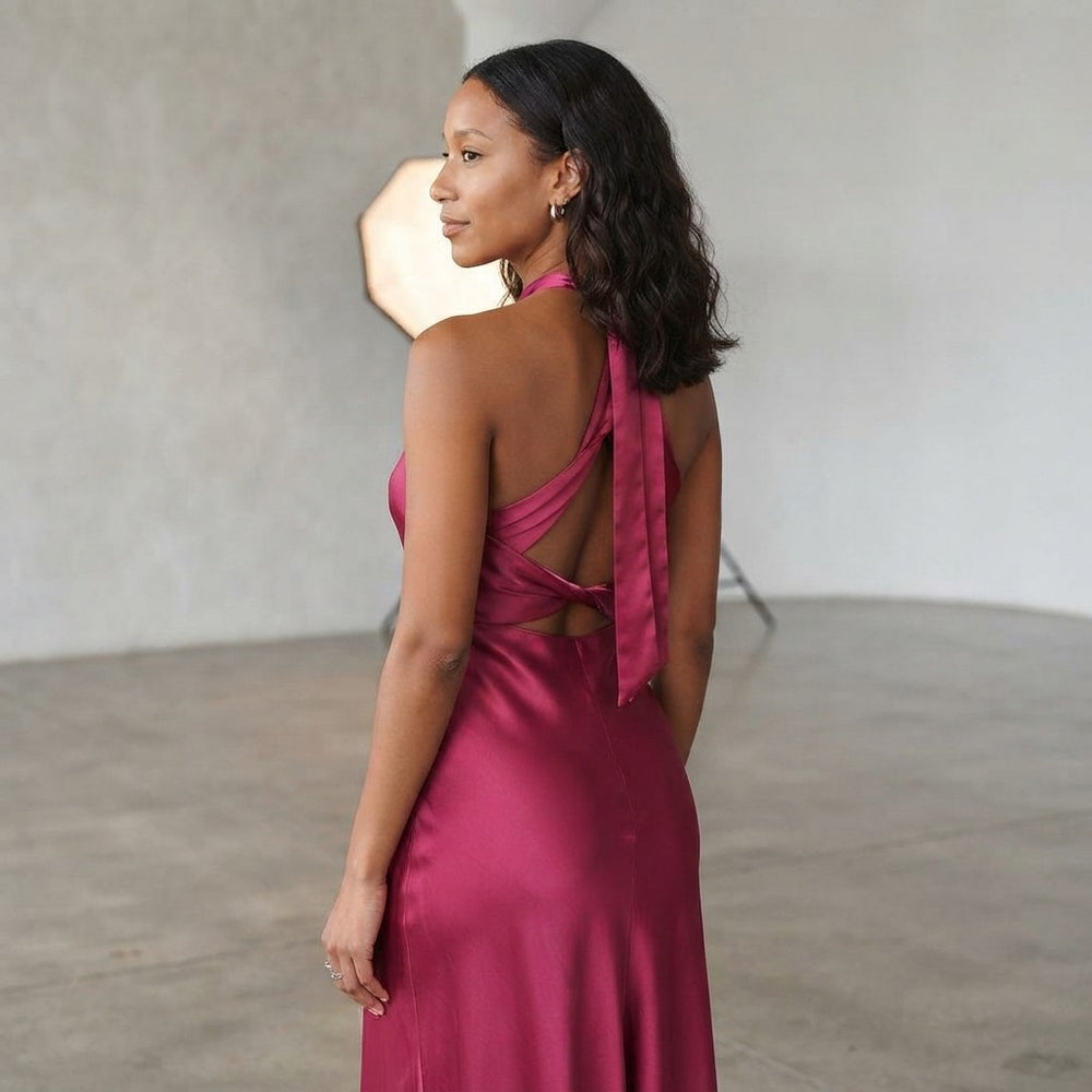 Satin Halter Maxi Dress