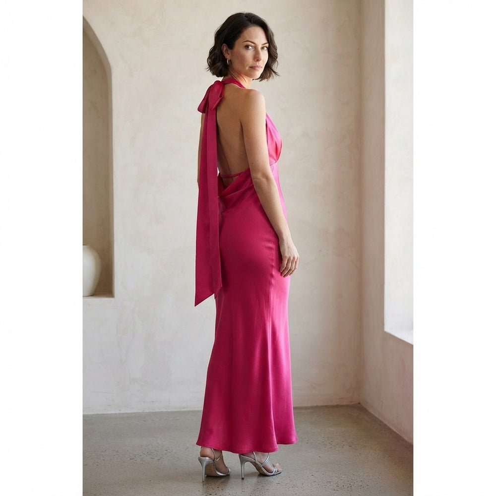 Satin Halter Formal Maxi Dress