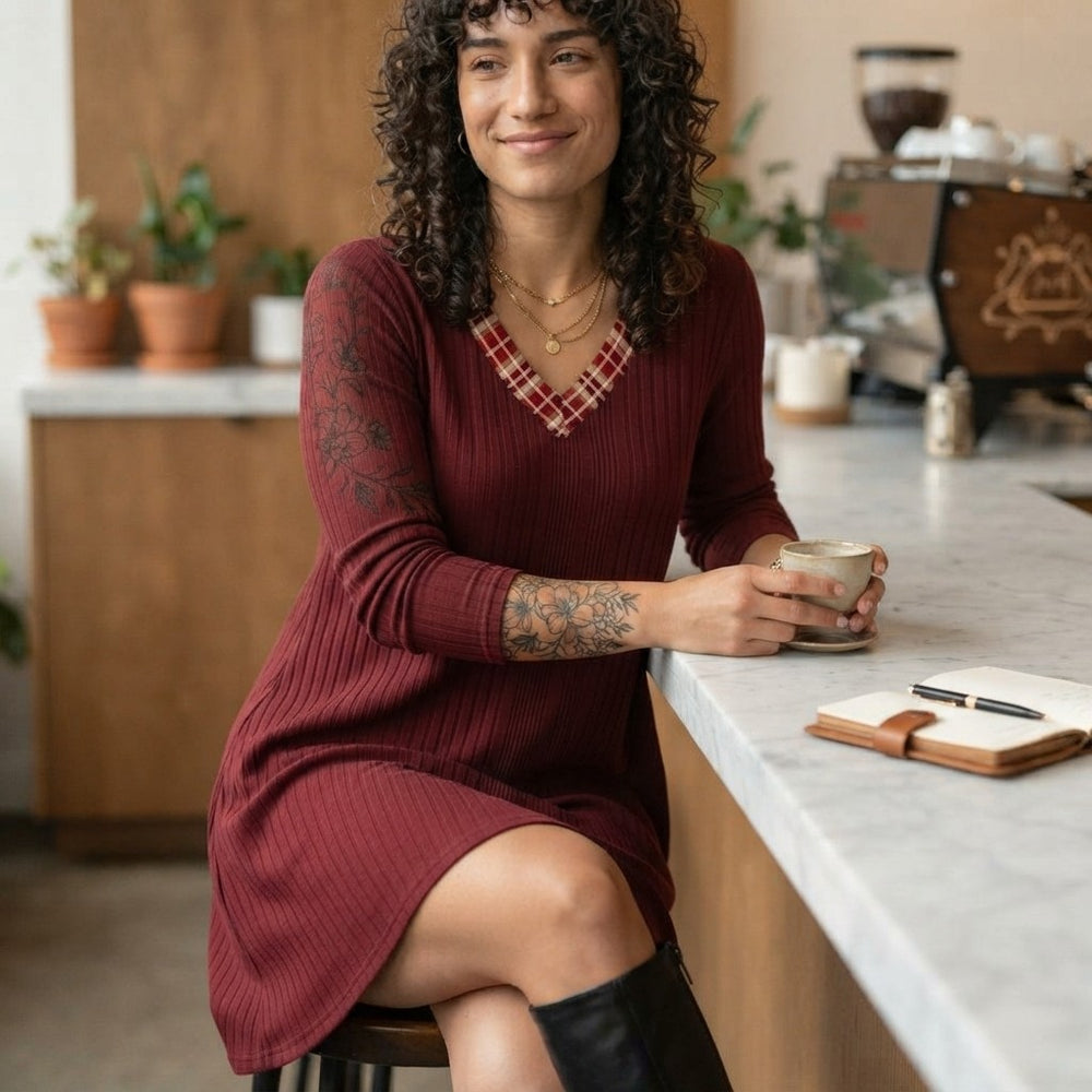 Ribbed Knit Sweater Dress