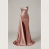 Satin Stretch Fitted Evening Gown