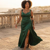 Satin Stretch Fitted Evening Gown