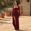Ruched Split Thigh Evening Gown