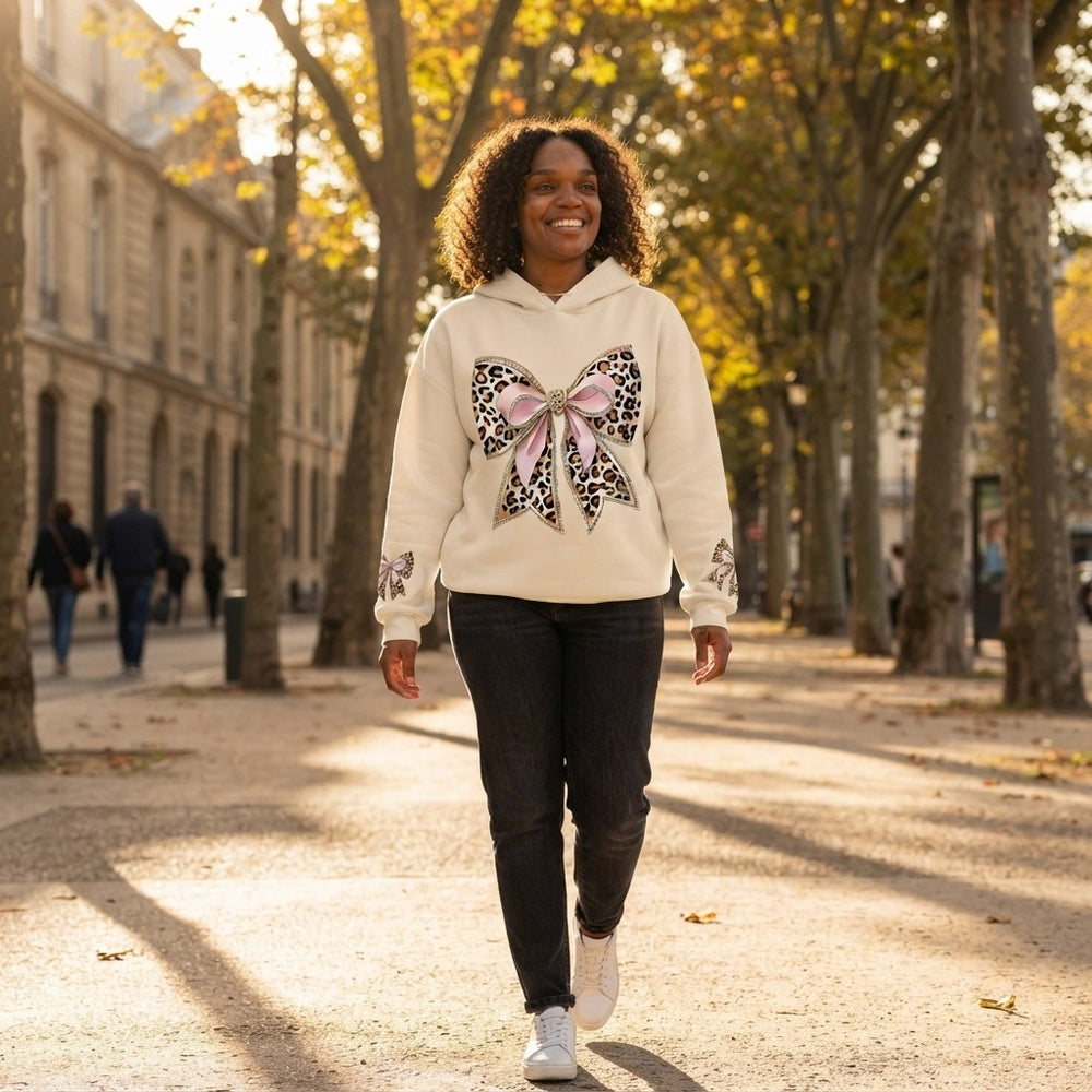Leopard Print Bow Hoodie