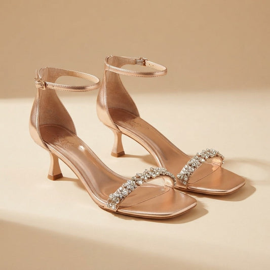 Crystal Kitten Heel Sandal