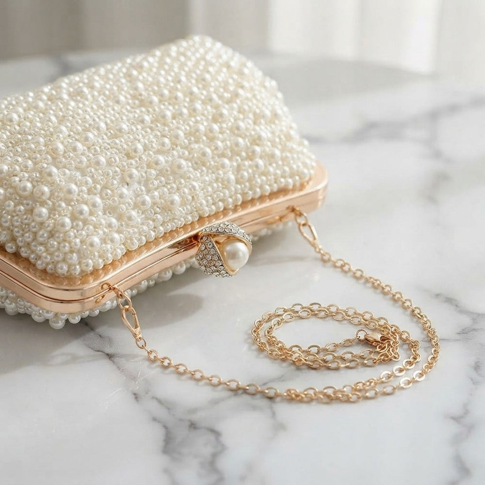 Faux Pearl Evening Clutch Purse