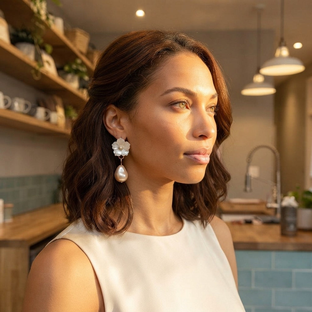 Mother of Pearl Floral Drop Earring
