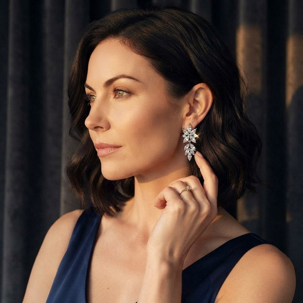 Cubic Zirconia Dangle Drop Earrings