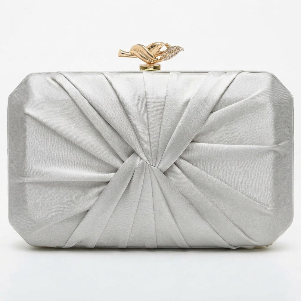 Pleated Satin Evening Clutch