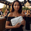 Pleated Satin Evening Clutch