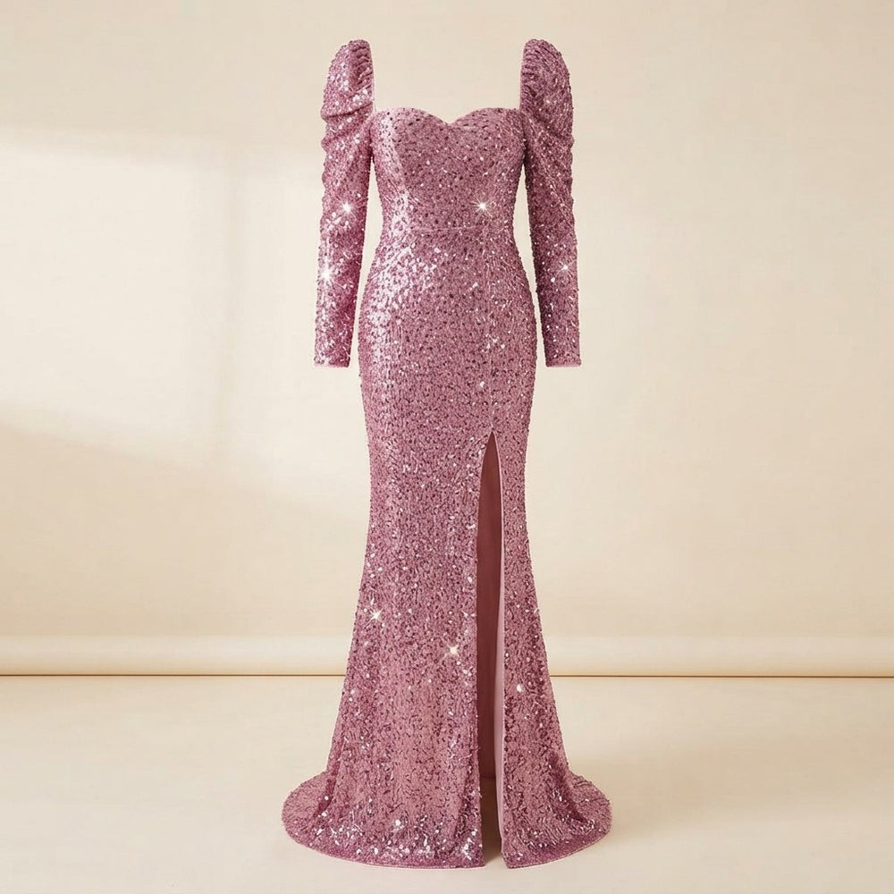 Sequins Split Thigh Evening Dress