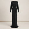 Padded Shoulder Knit Bodycon Maxi Dress
