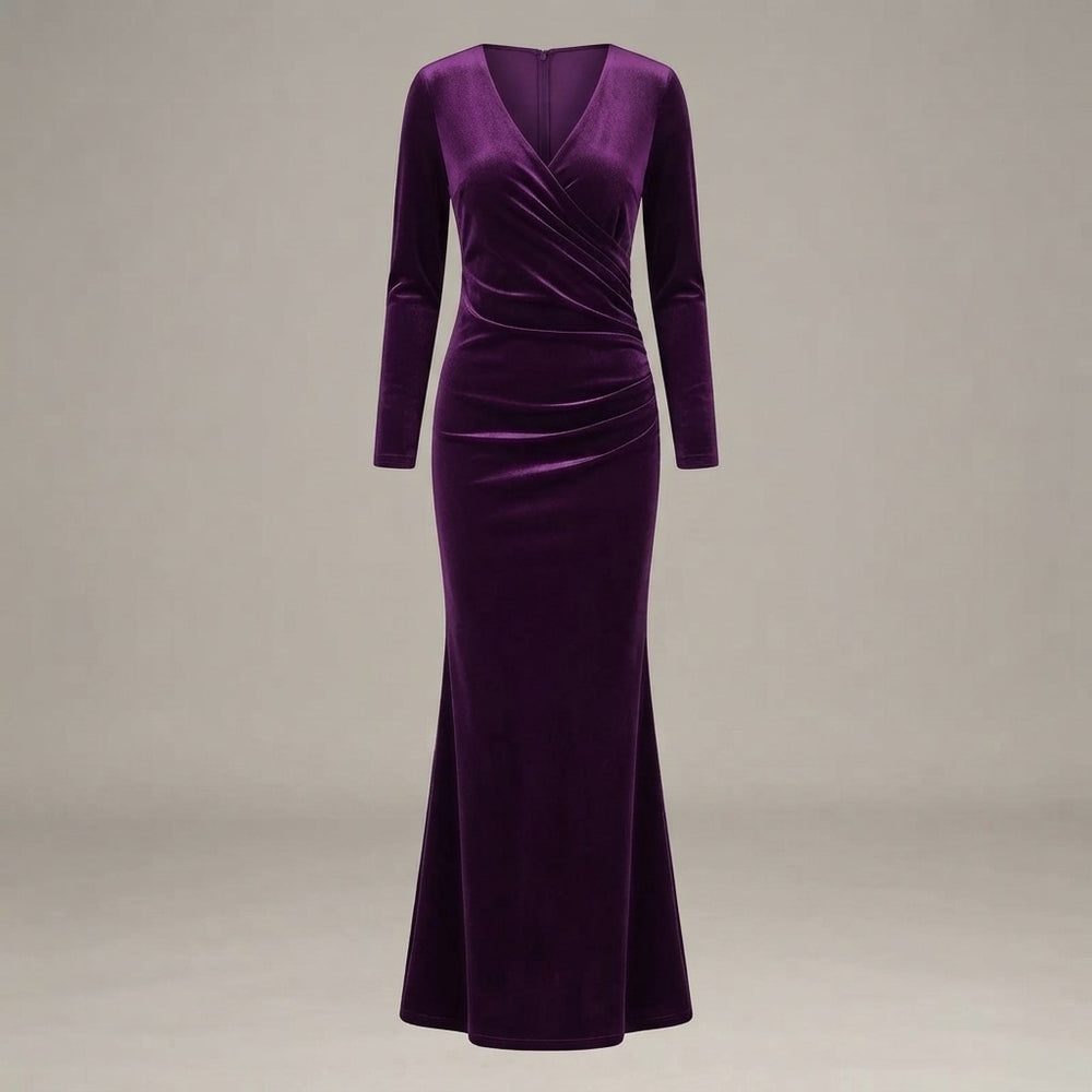 Velvet Long Sleeve Evening Gown