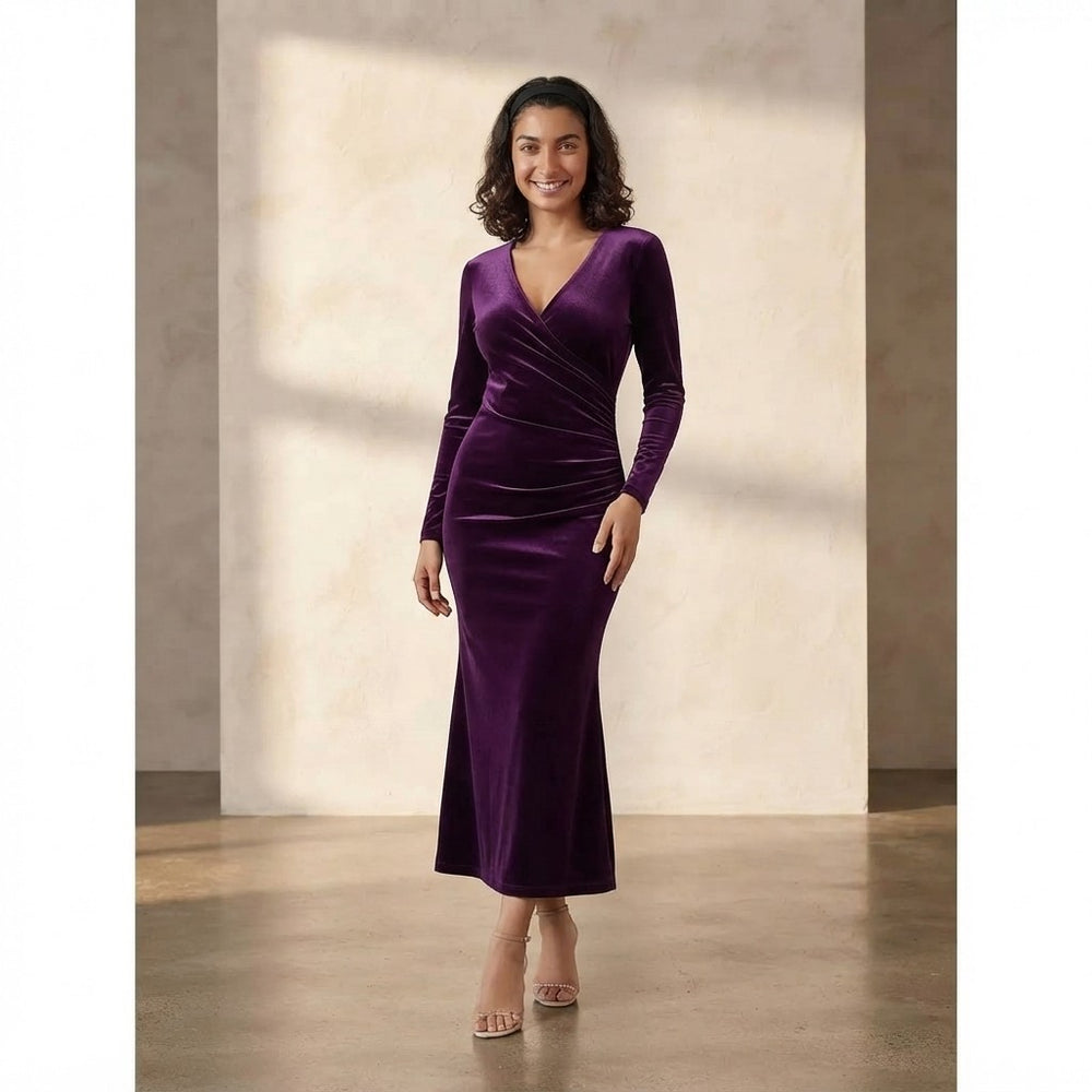 Velvet Long Sleeve Evening Gown