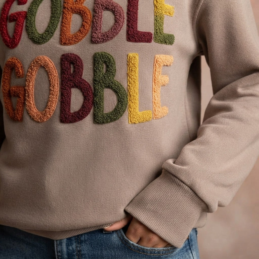 Turkey Day Slogan Pullover Sweatshirt